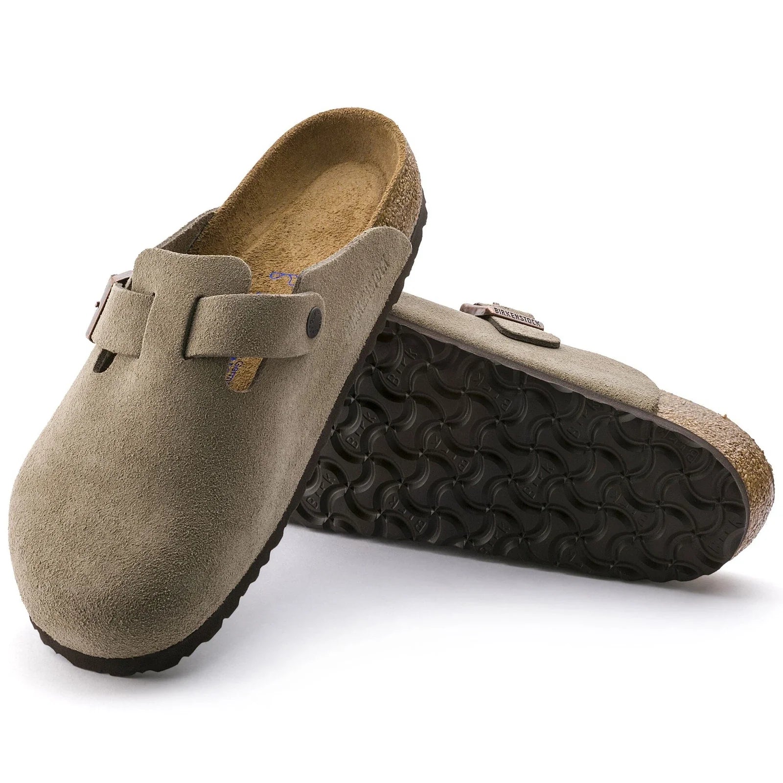 Birkenstock boston suede leather narrow fit 'taupe' 0060461 - khaki