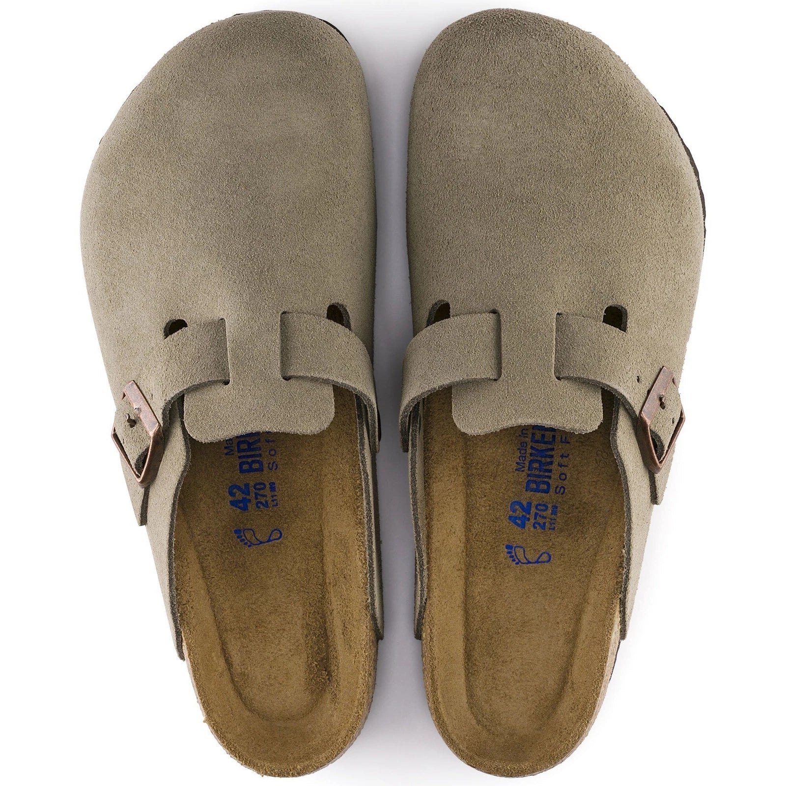 Birkenstock boston suede leather narrow fit 'taupe' 0060461 - khaki