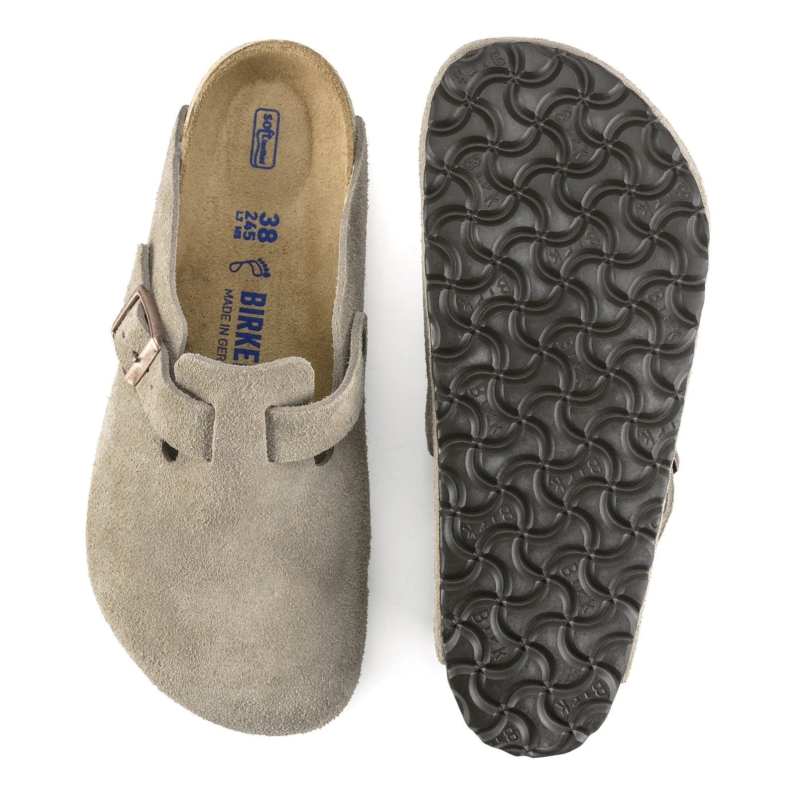 Birkenstock boston suede leather narrow fit 'taupe' 0060461 - khaki